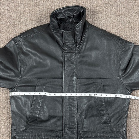 London Fog Black Genuine Leather Full Zip Heavyweight Jacket Men’s M Quilt Lined - Picture 11 of 11